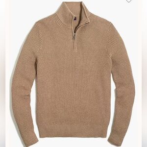 Jcrew Factory Men’s Quarter Zip Tan Waffle Knit Sweater Size Medium